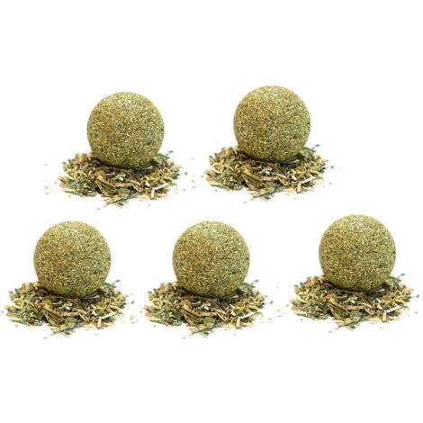Lot de 5 balles à l'herbe à chat, jouet à mâcher naturel pour chat, idéal pour le nettoyage des dents et le jeu.