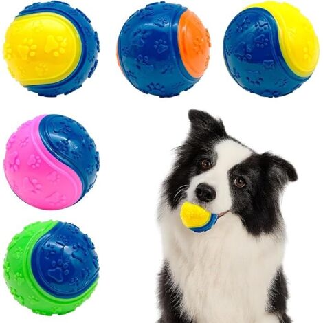 Lot de 5 balles couinantes pour Chien, Jouets à mâcher pour Jouer, entraîner, interagir et soulager l'ennui (Couleur aléatoire)