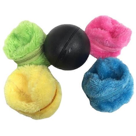 Lot de 5 balles magiques roulantes électriques avec piles, 4 housses en peluche, jouets interactifs amusants pour chat et chien.