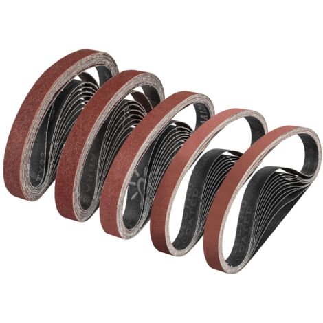 Lot de 5 bandes abrasives de 20 x 520 mm - Grain 60/80/120/240/400 - Pour ponceuse à bande - Idéal pour le bois et la peinture (25 pièces)