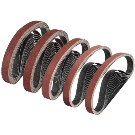 Lot de 5 bandes abrasives de 20 x 520 mm - Grain 60/80/120/240/400 - Pour ponceuse à bande - Idéal pour le bois et la peinture (25 pièces)