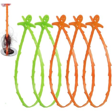 Lot de 5 bâtonnets de débouchage de canalisations en spirale de 50 cm, réutilisables