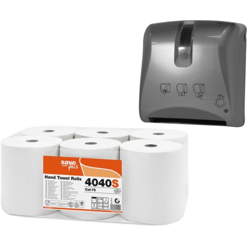 Lot de 5 - bobine essuie mains master autocut 2 plis blanc + distributeur sensorcut offert - 4040+01DE820901 - Essuie mains et distributeur Celtex
