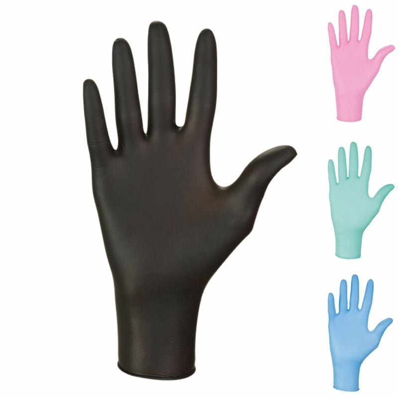 Lot de 5 boites de 100 gants en nitrile jetables - non poudrés - Taille s - Noir Vivezen