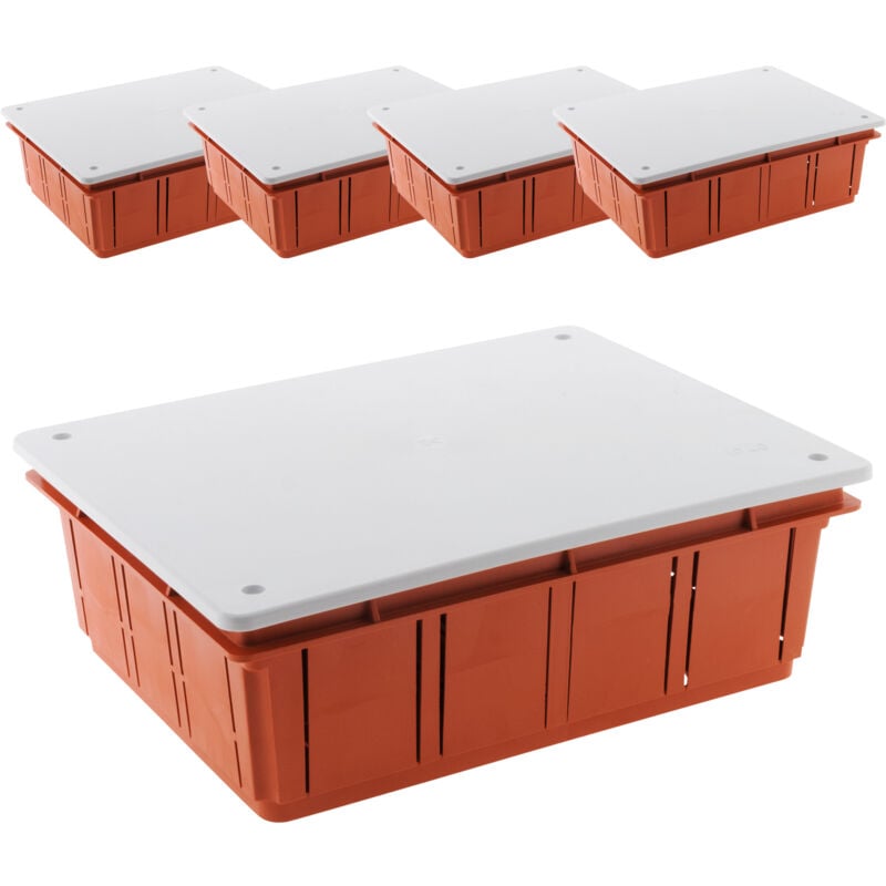 Zenitech - Lot de 5 boîtes de dérivation à encastrer 196 x 152 x 70mm - Rouge