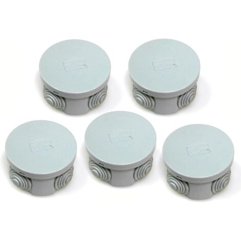 Lot de 5 boîtes de dérivation IP44 Œillets en Caoutchouc et Couvercle à Clipser 65 x 30 mm