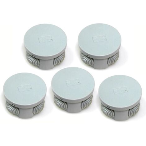 Lot de 5 boîtes de dérivation IP44 Œillets en Caoutchouc et Couvercle à Clipser 65 x 30 mm