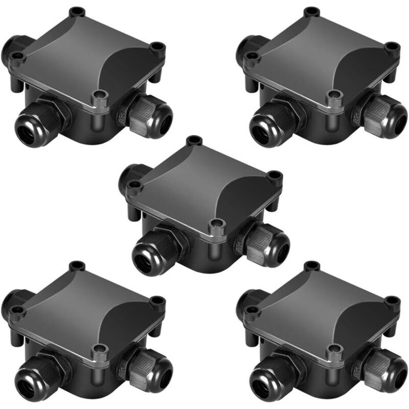 Lot de 5 boîtes de jonction étanches IP68 230 v Noir