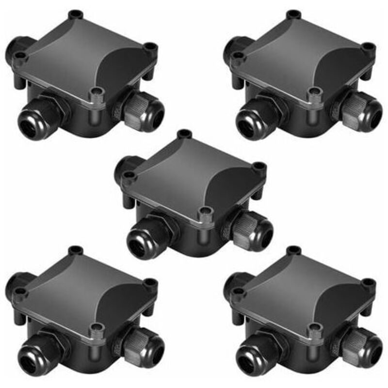 Lot de 5 boîtes de jonction étanches IP68 230 V Noir