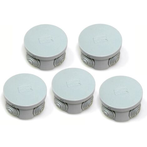 Lot de 5 boîtes de jonction, IP44, œillets en caoutchouc et couvercle à clipser, 65 x 30 mm