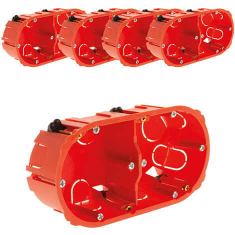 Lot de 5 boîtes d'encastrement placo double entraxe 71mm - Rouge - Zenitech