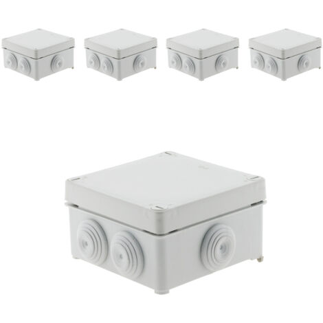 Lot de 5 boîtes étanches carrées 100x100x50mm à visser IP55 - Gris - Zenitech