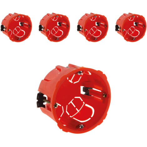 Lot de 5 boîtes placo appareillage vis et griffes - Ø67x40mm + vis - Rouge - Zenitech