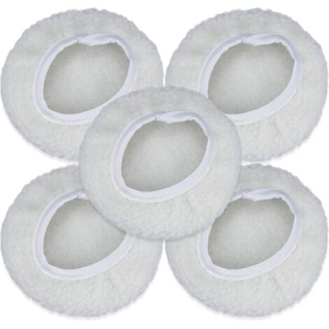 Lot de 5 Bonnet de Polissage, 125-150mm Kit Auto Disque Polissage Bonnet en Laine Tampons de Cirage pour la Plupart des Polisseurs de Voiture