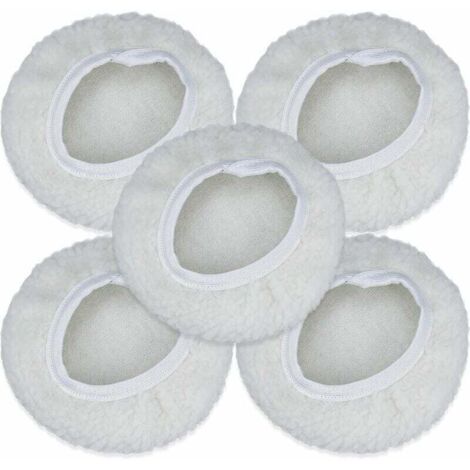 Lot de 5 Bonnet de Polissage, 125-150mm Kit Auto Disque Polissage Bonnet en Laine Tampons de Cirage pour la Plupart des Polisseurs de Voiture