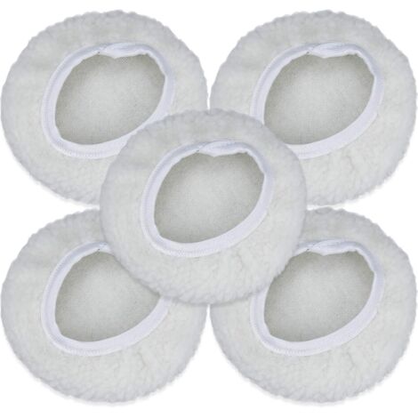 Lot de 5 Bonnet de Polissage, 125-150mm Kit Auto Disque Polissage Bonnet en Laine Tampons de Cirage pour la Plupart des Polisseurs de Voiture