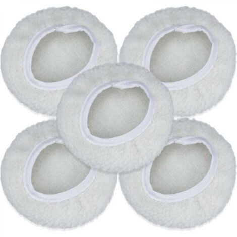 Lot de 5 Bonnet de Polissage, 125-150mm Kit Auto Disque Polissage Bonnet en Laine Tampons de Cirage pour la Plupart des Polisseurs de Voiture