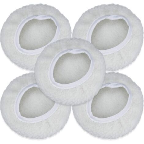 Lot de 5 Bonnet de Polissage, 125-150mm Kit Auto Disque Polissage Bonnet en Laine Tampons de Cirage pour la Plupart des Polisseurs de Voiture