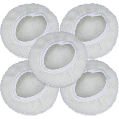 Lot de 5 Bonnet de Polissage, 125-150mm Kit Auto Disque Polissage Bonnet en Laine Tampons de Cirage pour la Plupart des Polisseurs de Voiture