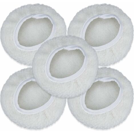 Lot de 5 Bonnet de Polissage, 125-150mm Kit Auto Disque Polissage Bonnet en Laine Tampons de Cirage pour la Plupart des Polisseurs de Voiture
