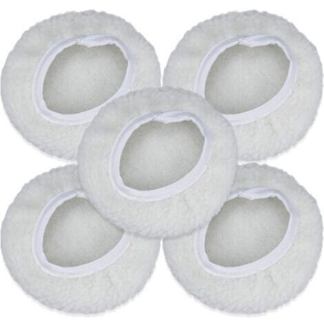 Lot de 5 Bonnet de Polissage, 125-150mm Kit Auto Disque Polissage Bonnet en Laine Tampons de Cirage pour la Plupart des Polisseurs de Voiture
