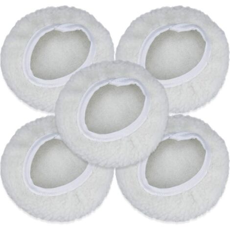Lot de 5 Bonnet de Polissage, 125-150mm Kit Auto Disque Polissage Bonnet en Laine Tampons de Cirage pour la Plupart des Polisseurs de Voiture