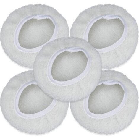 Lot de 5 Bonnet de Polissage, 125-150mm Kit Auto Disque Polissage Bonnet en Laine Tampons de Cirage pour la Plupart des Polisss de Voiture