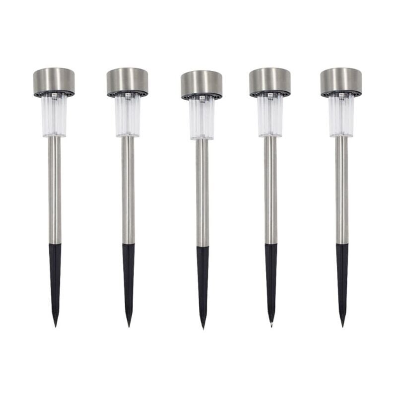 Lot de 5 bornes solaires à led lampes de jardin à planter,lumière blanche