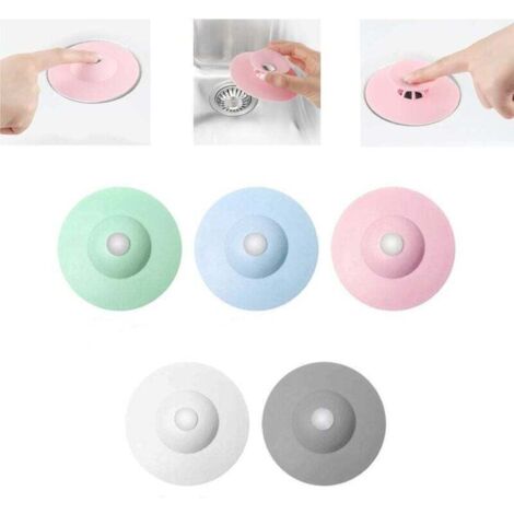 Lot de 5 bouchons d'évier universels en silicone pour salle de bain, serpillère, cuisine
