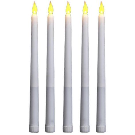 Lot de 5 bougies LED coniques sans flamme pour la décoration de table, d'anniversaire ou de fête.
