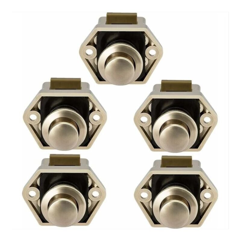 Csparkv - Lot de 5 Bouton Poussoir Loquet pour Camping-Car - Fermeture Porte Placard rv Caravane