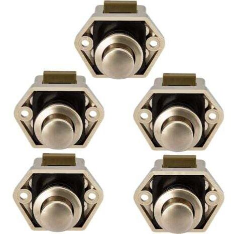 Lot de 5 Bouton Poussoir Loquet pour Camping-Car - Fermeture Porte Placard RV Caravane
