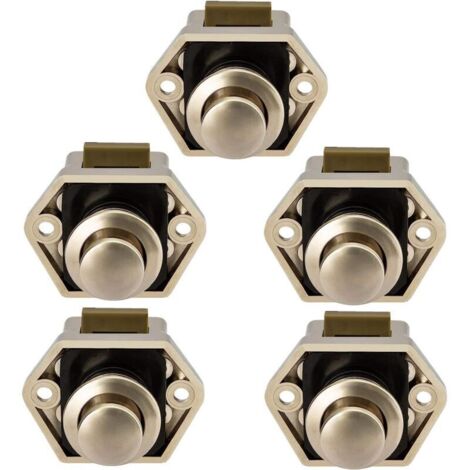 Lot de 5 Bouton Poussoir Loquet pour Camping-Car - Fermeture Porte Placard RV Caravane