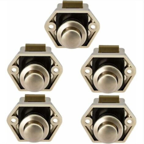 Lot de 5 Bouton Poussoir Loquet pour Camping-Car - Fermeture Porte Placard RV Caravane
