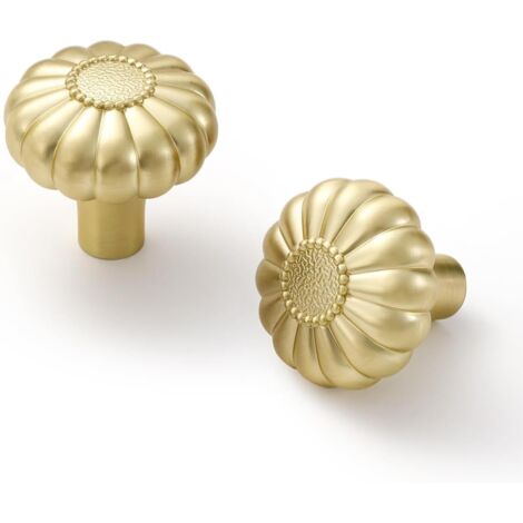 Lot de 5 Boutons de Cabinet Or Brossé, Poignées de Tiroir en Laiton pour Cuisine, Salle de Bain, Commode, Alliage de Zinc