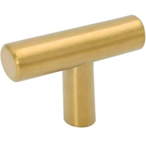 Lot de 5 boutons de meuble dorés en laiton brossé pour tiroir 2 pouces Quincaillerie de commode dorée - Poignées à un trou pour portes de placard de cuisine Quincaillerie de placard