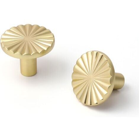 Lot de 5 Boutons de Porte en Or Brossé (Aspect Laiton) pour Commode Cuisine Armoire - Poignées Simples de Tiroir en Alliage de Zinc