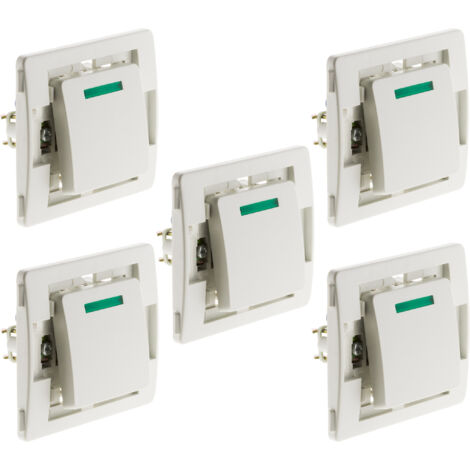 Lot de 5 boutons poussoirs à voyant blanc – Bornes automatiques – Puissance max 2300W sous 230V – Installation facile avec vis et griffes – Venus