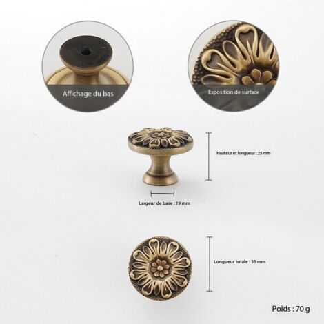 Lot de 5 boutons ronds en bronze brossé pour porte de cuisine, boutons d'armoire tendance pour bureau, meubles de maison, boutons décoratifs et tiroirs