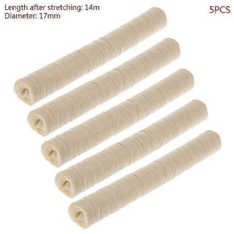 Lot de 5 boyaux de collagène naturel de 14 m et 17 mm pour saucisses, hot-dogs, jambons, rôtis fumés, à faire soi-même, beige