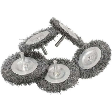 Lot de 5 brosses à disques fines en fil d'acier Ø 75 mm pour métal et pierre, brosse métallique pour perceuse avec tige de 6 mm, pour dérouiller, décaper, raper et nettoyer