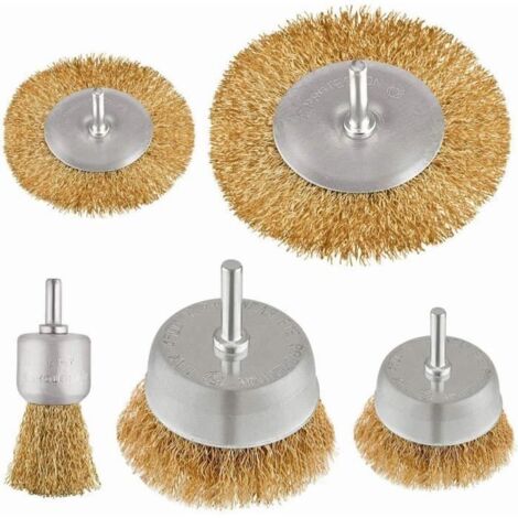 Lot de 5 brosses métalliques pour perceuse - élimination rouille/corrosion/peinture