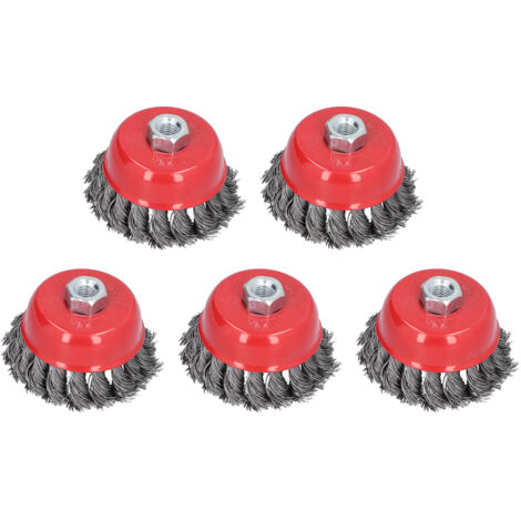 Lot de 5 brosses métalliques torsadées pour le décapage de la rouille, filetage M10.