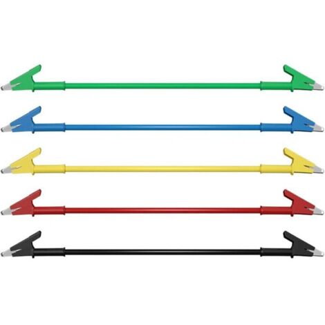 Lot de 5 câbles de test robustes à pince crocodile 1 mètre de fil flexible à double extrémité pour les tests électriques, haute conductivité
