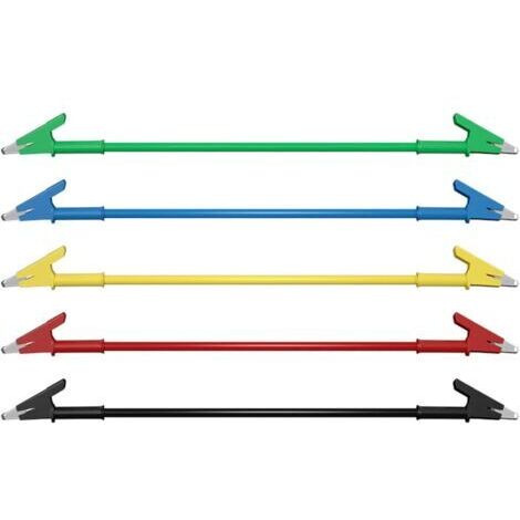 Lot de 5 câbles de test robustes à pince crocodile 1 mètre de fil flexible à double extrémité pour les tests électriques, haute conductivité