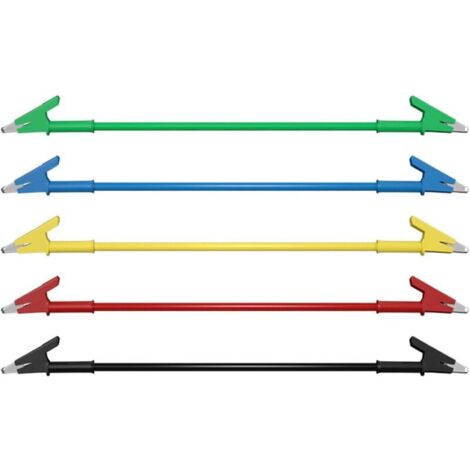 Lot de 5 câbles de test robustes à pince crocodile 1 mètre de fil flexible à double extrémité pour les tests électriques, haute conductivité