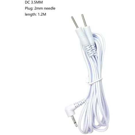 Lot de 5 câbles d'électrodes CC 3,5 mm pour appareils TENS/EMS, câbles à 2 broches, connecteur standard 3,5 mm, fiche réutilisable 2 mm 03684-AquaForge