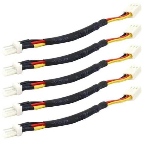 Lot de 5 câbles d'extension de résistance pour ventilateur PC 3 broches, réduisant le bruit et la vitesse. Connecteur 3 broches.