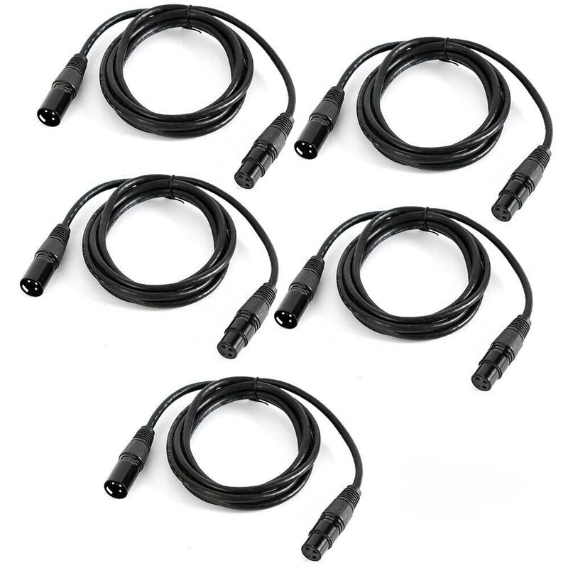 Lot de 5 câbles dmx 1M 3-Pin xlr dmx Cable Signal Cable Male to Female for Stage Light Movable Light Par Light Headlight