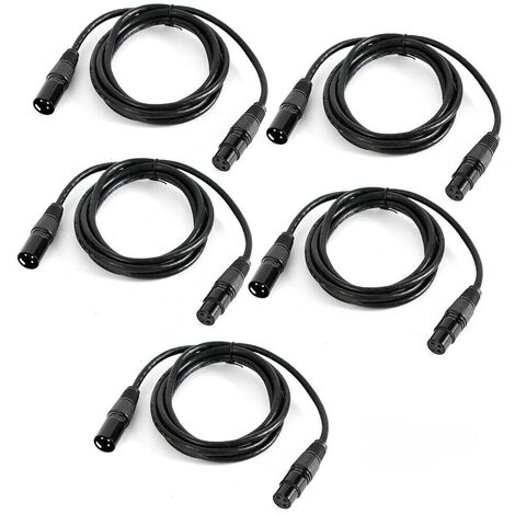 Lot de 5 câbles DMX 1M 3-Pin XLR DMX Cable Signal Cable Male to Female for Stage Light Movable Light Par Light Headlight